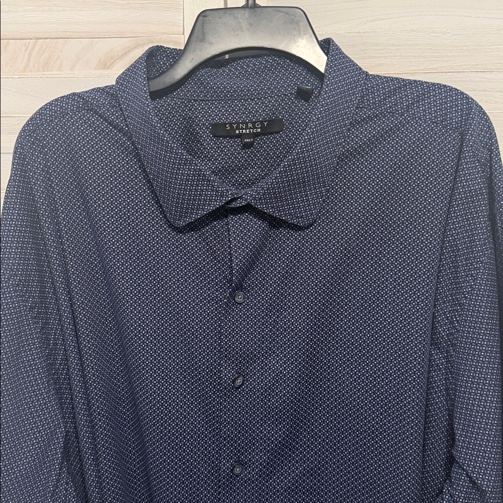 Synergy (DXL)  Navy Geometric Button Down Shirt 4 XLT